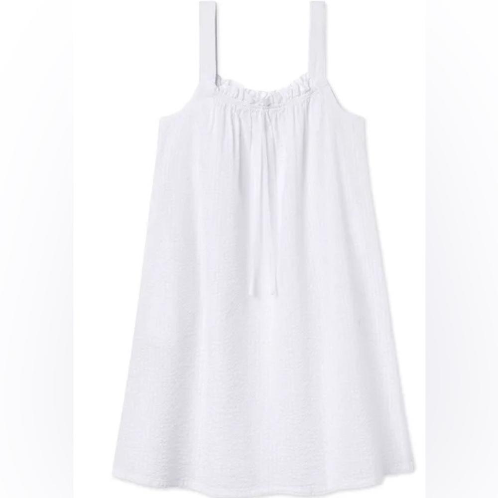 LAKE Pajamas Alice Nightgown in White Seersucker
